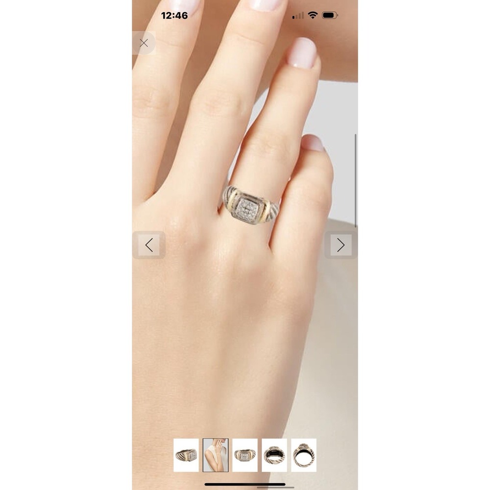 David Yurman 18K Gold Silver Noblesse Diamond Cable Ring Size 6.75 Retail $1395 - Picture 7 of 7